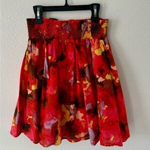 New York & Company Red Floral A-Line Skirt
